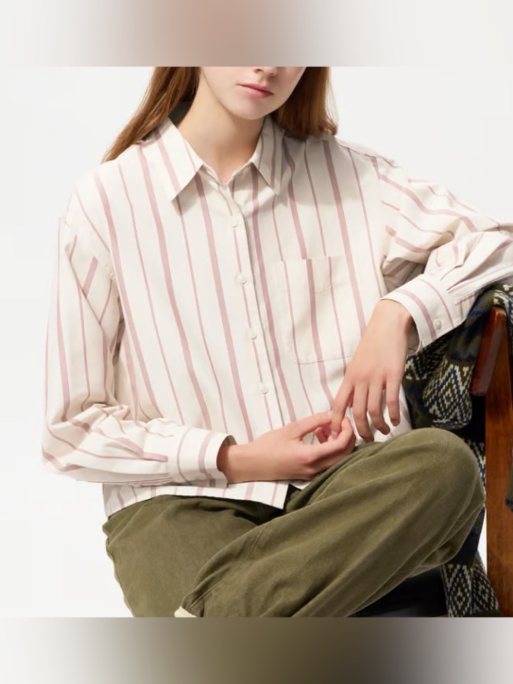JW Anderson Women’s Cropped Long Sleeve Oxford Boxy Shirt Stripe Natural Size XL
